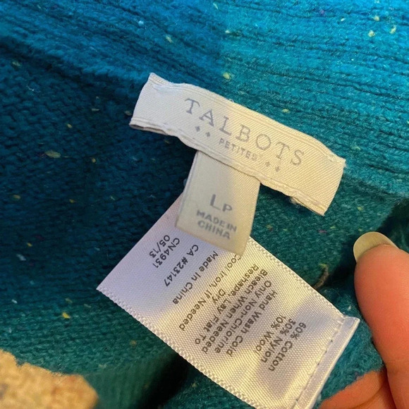 Talbots Wool Blend Green Sweater Women Size Lp - Picture 4 of 4